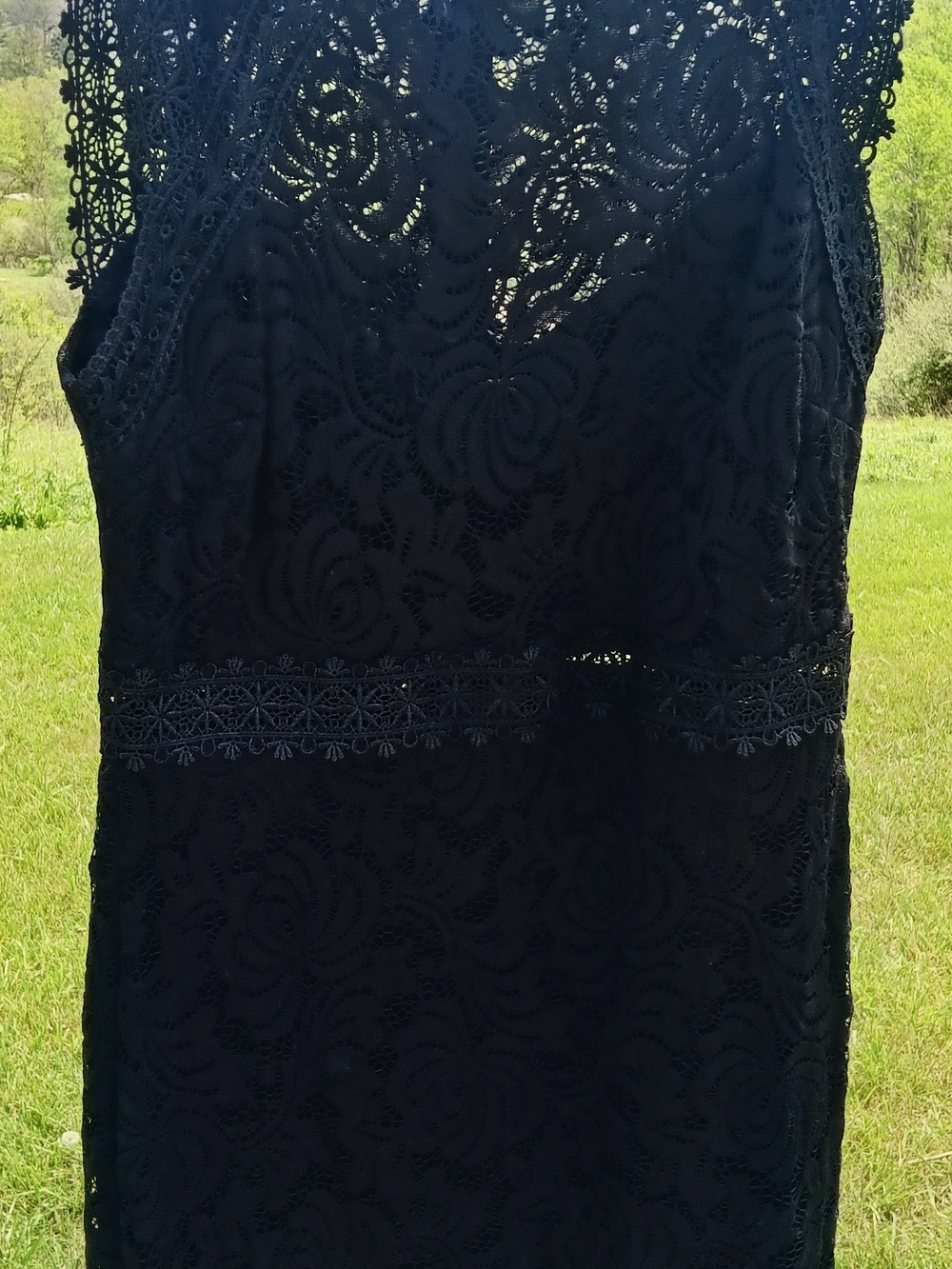 Bisou Bisou Black Lace Overlay Sheath Midi Dress Size 10 - Picture 3 of 6